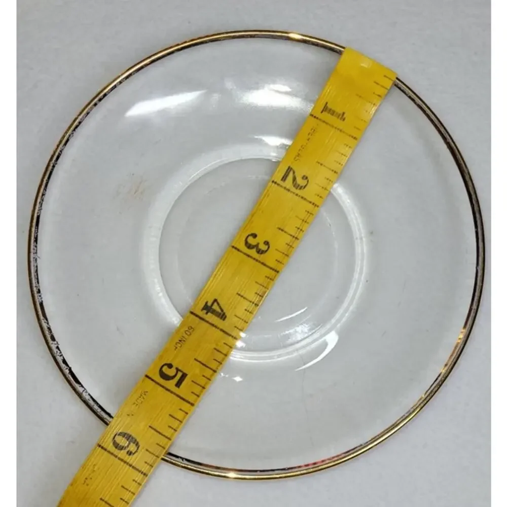 Vtg 40s 50s Jeannette Glass Gold Gilding Trim Mustard Honey Jar Lid Saucer Plate
